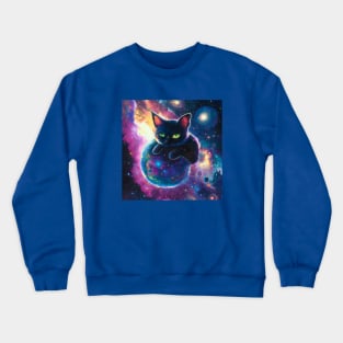 Cosmic Cat Watches Over the Universe Crewneck Sweatshirt